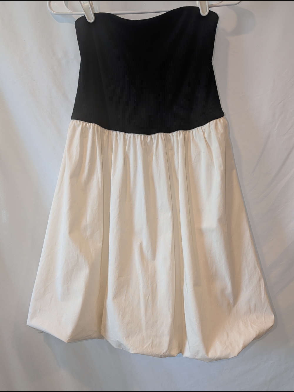 Black and Cream Strapless A-Line Bubble Hem Skirt party graduation date night